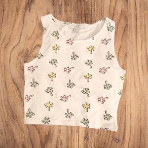 PRIMARK Size 4 Palm Tree Pattern Crop Top
